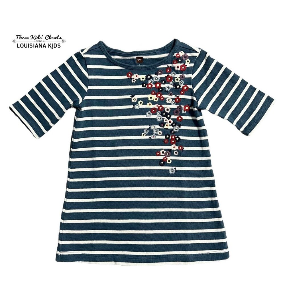 Tea Collection Sz 2 Yumi Floral Embroidered Striped Dress